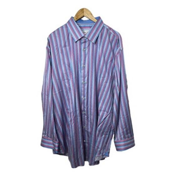 Robert Graham Multi-Color Pinstripe Button-Down Shirt Men's 48 19 34/35 BIG - Picture 1 of 7